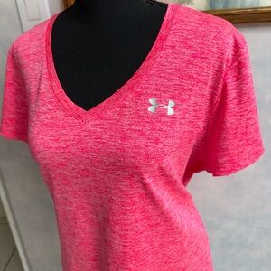 Under Armour Women's Heathered Pink V-Neck Tee